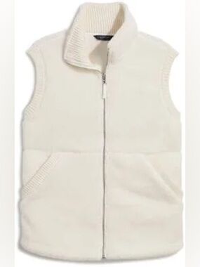 Vineyard Vines High Pile Fleece Zip Vest in Marshmallow